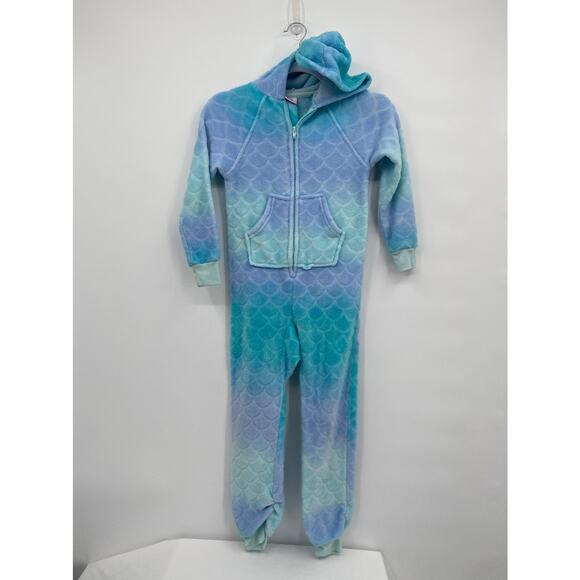 More Than Magic Mermaid Pajama Union Suit with Hood for Girls Blue Small 6/6x - Picture 1 of 5
